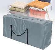 Patio Cushion Storage Bag, Waterproof Anti-UV Heavy Duty Rip Proof Outdoor Cushion Storage Bags, Garden Furniture Storage Bag with Handles and Zipper,Gray,116x47x51 cm