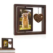 Pet Memorial Gifts for Dogs Cats Rotating Wooden Picture Frame for 4x6-inch Photo