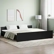 Black King Size Bed Frame Without Mattress, 183x203 cm - Engineered Wood, Plywood Slats with Headboard and Footboard for Extra Stability and Comfort