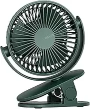 JISULIFE Clip on Desk Fan, Mini Stroller Fan, 4000mAh USB Rechargeable Small Fan with 16 hours, 4 Modes Quiet Battery Operated Fan for Outdoor Camping Golf Cart Indoor Treadmill Table - Green