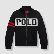 $175 Polo Ralph Lauren Boys Black Logo Zip-Up Reversible Sweater Size 4