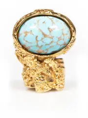 Gold Turquoise Gem Arty Ring