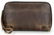 [VKEID] Mens Clutch Bag Men's Vintage Leather Organiser with Wristlet Men's Clutch Bag Men Wrist Bag