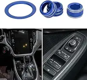 X AUTOHAUX Media Volume Tune Engine Start Mirror Control Switch Knob Cover Ring for Subaru Crosstrek Impreza 2024-2025 Sturdy | Interior Decal Trim Blue 4 Pcs