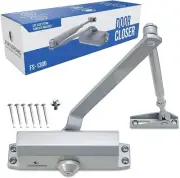 Fully Adjustable Automatic Door Closer - Silver Aluminum for Homes & Businesses