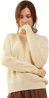 [ZHILI] Women Casual Fit Pullover Knit Regular Veins Wool Sweater Jumper