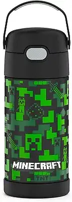THERMOS FUNTAINER 12 Ounce Stainless Steel Vacuum Insulated Kids Straw Bottle, M