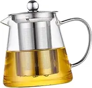 BIUDECO 550ml Glass Tea Kettle Infuser Strainer Heat Resistant Large Capacity Teapot Set for Tea Lovers