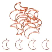 50Pcs Moon Shape Alloy Open Back Bezel Pendants Resin Frame Rose Gold