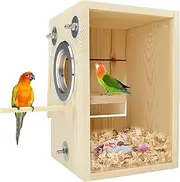 Parakeet Nesting Box, Bird House Bird Breeding Box Wooden Hatching House Mating Cage Nest Wood House for Finch Lovebirds Cockatiel Budgie Conure Parrot