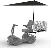 [BERPET] Mobility Scooter Sunshade Canopy and Rear Basket Set – Heavy-Duty Foldable Basket + Adjustable Height Foldable Umbrella, Fits 1" Hitch Receiver for Pride, Drive, Power Chairs & More