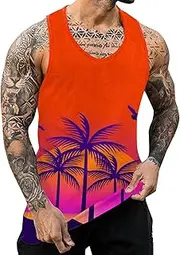 [Generic] Small Summer Tank Top Breathable Large Size Casual Sleeveless Top Loose Partial Print Tank Top Mens Work Shirts Business Casual