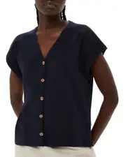 Whistles Aubrie Cotton Button Front Top