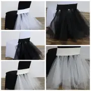 25 pcs Spandex with Tulle Tutu CHAIR SASHES Wedding Reception Party Supplies