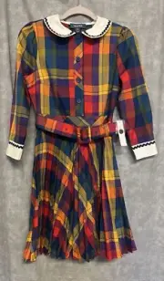 New size 0 ModCloth Ric Rac Is Back dress plaid pleated Peter Pan collar