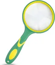 10X Plastic Page Magnifier Glasses, 75mm Magnifying Glass for Kids, Seniors Handheld Magnifying Glasses Study Supplies, Magnifier with Non-Slip Rubber Handlefor Reading Book and Science, Close Work