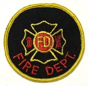 Fire Department FD Fire Dept 3" Generic Patch - Iron-On or Sew-On - Brand New