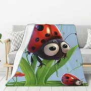 Flannel Throw Blanket, Ladybug Blankets for Couch Washable Lightweight Blanket for Bed Soft Fleece Blanket 50"x40" Air Conditioning Blanket Warm Plush Blankets for All Season
