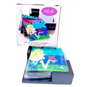 Delish Glass Coaster Set of 4 NEW "One of a Kind Girls" Working Girls Design