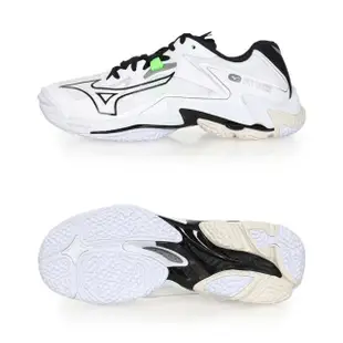 【MIZUNO 美津濃】WAVE LIGHTNING Z8 男排球鞋-3E-美津濃 白黑螢光綠(V1GA240157)