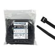 Cable Zip Ties 1000 Pcs 8 Inch Black, 18 Lbs Tensile Strength, Self-locking U...