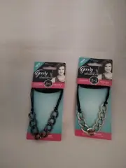 Goody Doublewear Black cord 1 with Silver & 1 with blackish chaIn NIP