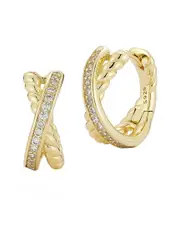 Glaze Jewelry 14K Over Silver CZ Small X Hoop Earrings