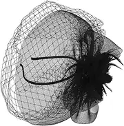 [GAROZATION] Top Hat Ladies Hats Beret Hat Women Tea Party Hats Bride Headdress Wedding Hats for Women Bride Headband Halloween Women Caps Hats Fancy Veil Prom Head Mesh Red