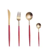 1Set Dinner Set Dinnerware Cutlery Tableware Gold Stainless Steel Utensils Knife Spoon Fork Kitchen Colorful Silverware Party