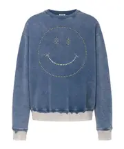 smiley face-studded sweatshirt S,L,M Blue
