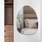 Modern Large Oval Bathroom Vanity Mirror Frameless Wall Mirror Self Adhesive