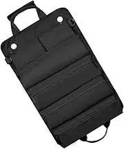 Shengsenfu Super Roll Tool Roll, Multi-Purpose Tool Roll Up Bag, Wrench Roll Pouch, Canvas Tool Organizer Bucket, Car First Aid Kit Wrap Roll Storage Small Tool Bag With 6 Detachable Pouches (Black)