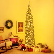 CostwayArtificial Christmas Tree with Branch Tips and Warm LED Lights-2.7M