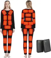 [IMYOGI] Cozy 28 Areas Heating Underwears Set, USB Electric Thermal Underwears Heated Shirt and Pant with 3 Gear Temperature