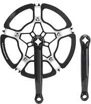 170mm Bike Crankset, Aluminum Alloy Square Hole Chainring Crank Arm Set, 53T Single Speed Crank Arm Chainwheel Accessory for Mountain Bike Road Bike