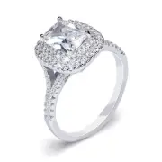 2 tctw Emerald Cut CZ Ring Bridal Engagement Authentic Sterling Silver Size 5-10