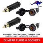 2 x Merit (Hella) Cigarette Lighter Plugs 2 x Sockets 12V Caravan Fridge Boat