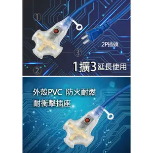 太星電工2P 3插座附燈動力軟線/15M 15米 10M 10米 5M 5米 露營 延長線 動力線