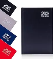 Evelay 2026 A5 Week To View Diary Full Year Planner Organiser Hardback Cover With Times (Black)