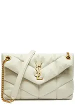 Saint Laurent Lou Puffer Small Shoulder Bag, Leather Bag, White One Size