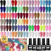 JODSONE Gel Nail Polish kit 60 PCS with 5 Bottles of Base and Glossy Matte Top Coat Soak off Gel Nail Set Suitable for All Seasons Gel Polish Gifts