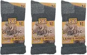 [Mozzers] Heat Mate Men's Diabetic Merino Lamb's Wool Thermal Heated Socks | 2.4 TOG (-25°C Resistant) | Extra Warm & Soft | Pack of 3 | UK Size 6-11 | Grey, Grey, One size