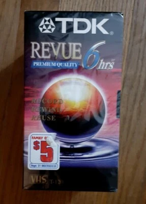 TDK VHS video cassette Revue 6 Hrs 5 Tapes new sealed