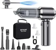 [Seyicot] Mini Car Vacuum, 4 in 1 Hand held Vacuum Cleaner, 21KPa Brushless Vacuum and Air Duster High Power Portable Cordless Car Vacuum with LED Power Display for Home, Car Interior