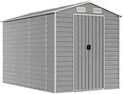 [vidaXL] Garden shed - Light Gray Galvanized Steel Storage - Outdoor Tools firewood Equipment - 75.2x118.1x78 inch