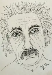 5x7" Original drawing Albert EINSTEIN Famous People by Lynne Kohler