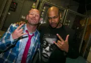 Corey Taylor and Finesse Mitchell pose backstage at Monster Ener- 2014 Photo 4