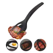 Spatula Made of Nylon with Non-Stick Coating for Pancakes, Hamburgers, EggsTurners Grip and Flip Spatula Bread Tongs-Black