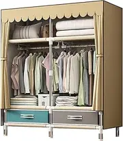 Open Wardrobe,Simplicity Fabric Canvas Cupboard Three Layers Storage Cupboard with Partition,Hanging Area,Storage Cubic Drawer(Size:170 * 45 * 150CM,Color:B) (B 170 * 45 * 100CM)