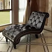Chaise Longue Brown Faux Leather,Chaises Longues 19.85KG-240407
